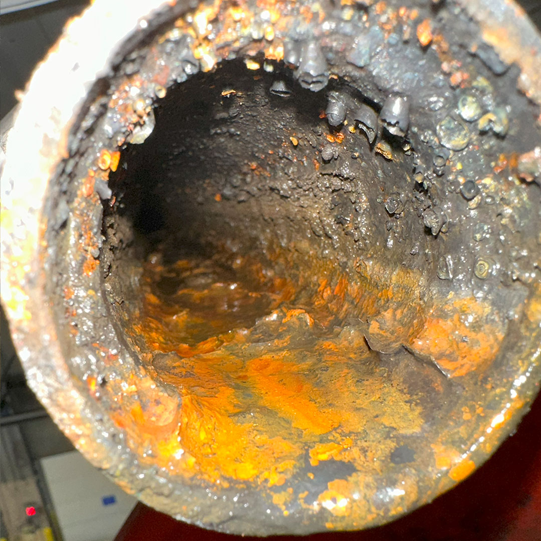 A pipe internally corroded.