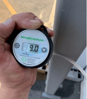 Nitrogen Analyzer being used to inspect a test value