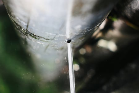 A pinhole leak in a fire sprinkler system