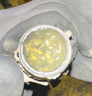 Fire sprinkler head with severe corrosion.